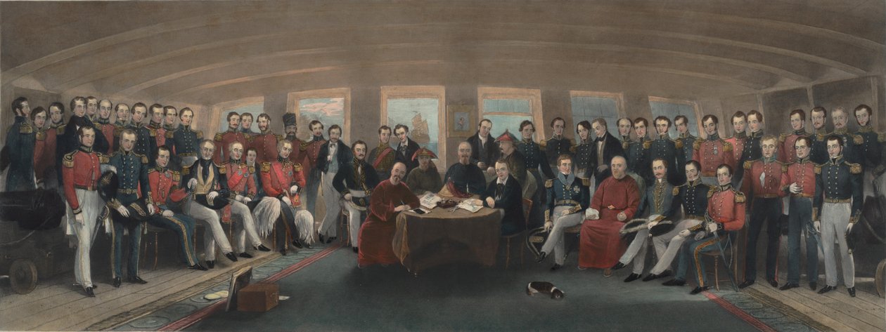 A Nankingi Szerződés aláírása és lepecsételése alkotó: Captain John Platt
