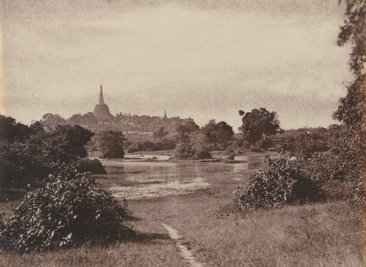 Rangoon. Kilátás a tó mellett, 1855. alkotó: Captain Linnaeus Tripe