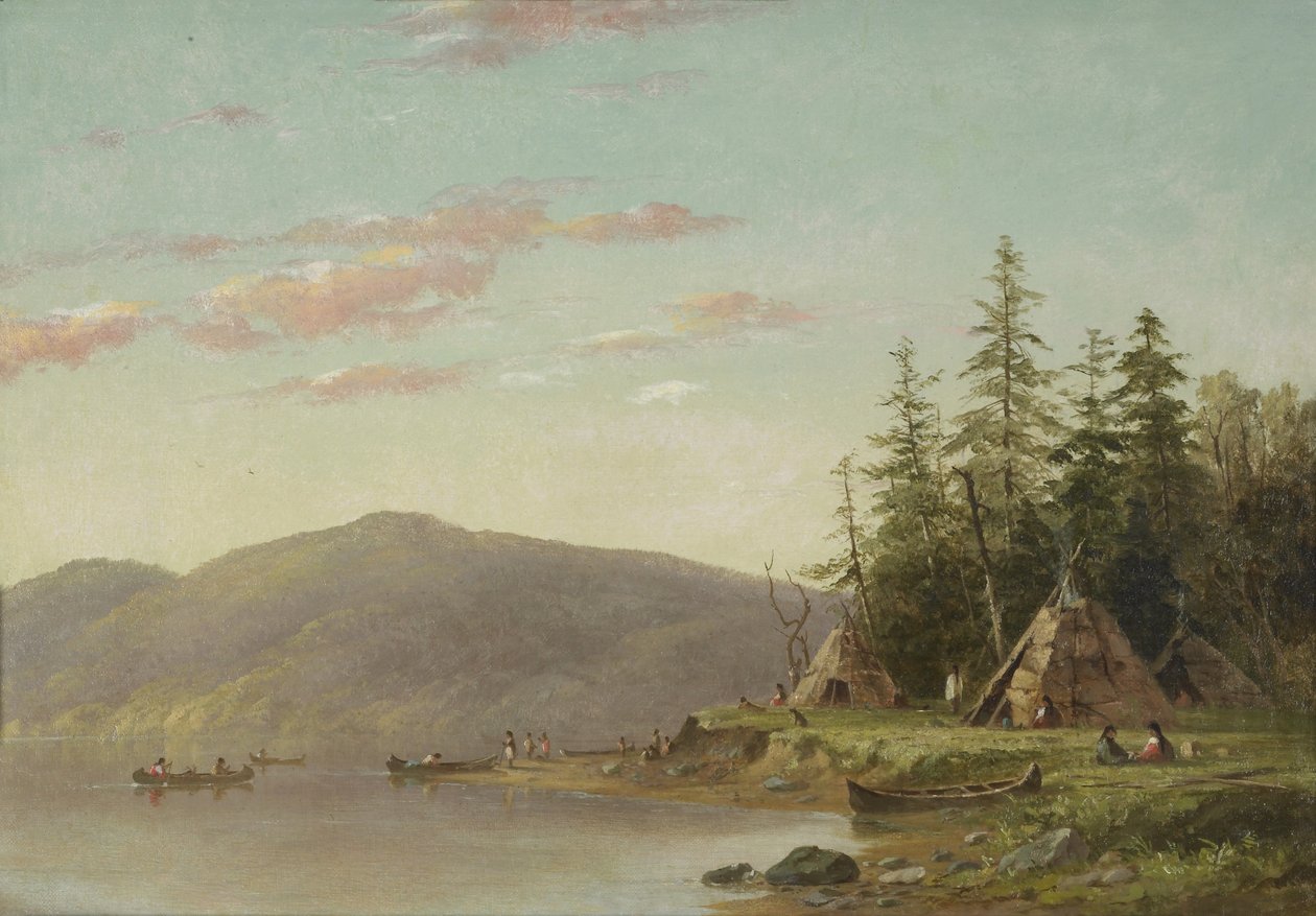 Chippewa tábor a Mississippi felső folyásánál, 1845 körül (olaj, vászon) alkotó: Captain Seth Eastman
