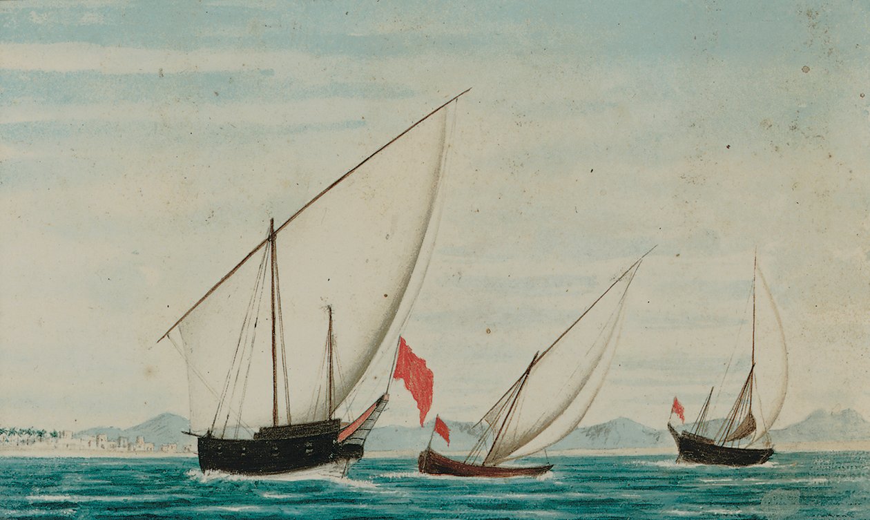 Kilátás a Dhowsra Ajman mellett alkotó: Captain William Igglesden