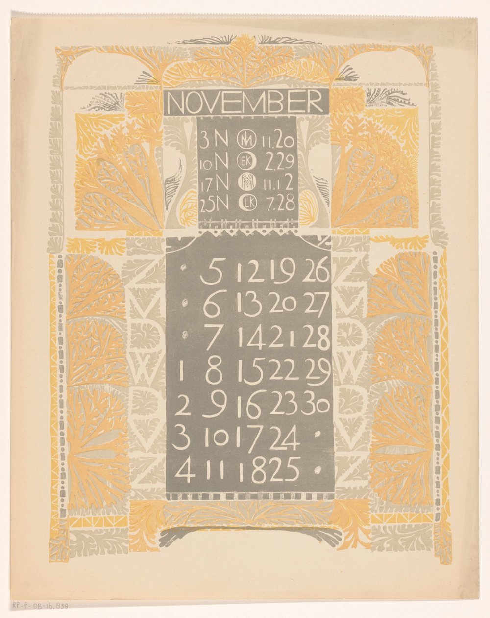 Kalenderblatt November 1899 alkotó: Carel Adolph Lion Cachet