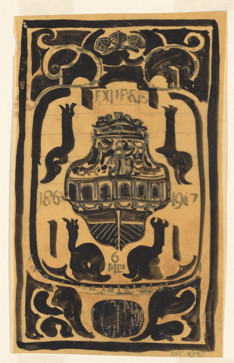 Entwurf für ein Exlibris für D. Goedkoop alkotó: Carel Adolph Lion Cachet