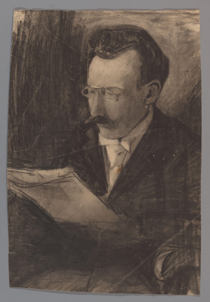 Egy férfi portréja, olvasás alkotó: Carel Adolph Lion Cachet
