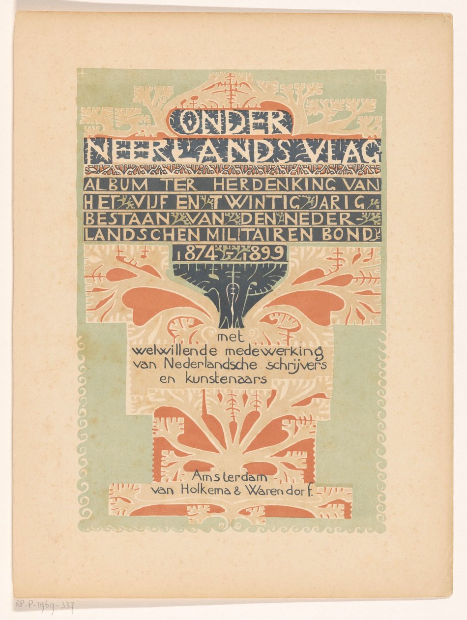 Titelblatt für: Unter niederländischer Flagge, 1899 alkotó: Carel Adolph Lion Cachet