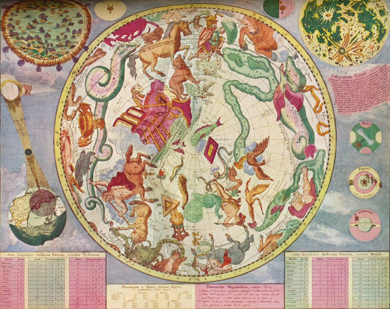 Csillagdiagram a déli féltekére, az év vége 1700, c1700, 1936 alkotó: Carel Allard