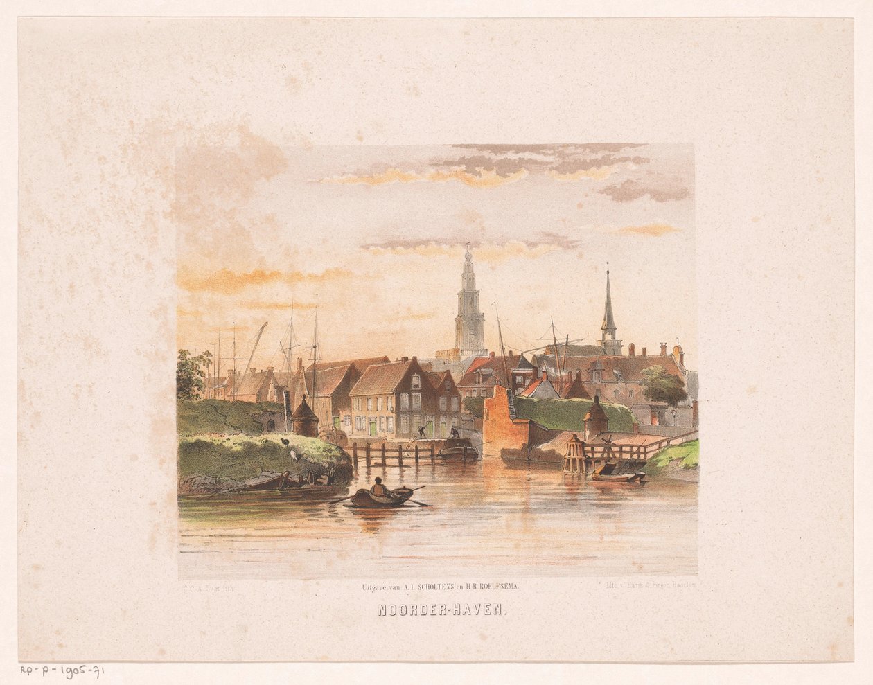 Groningen kilátása a Noorderhaven felől Noorder-Haven (cím az objektumon) alkotó: Carel Christiaan Antony Last