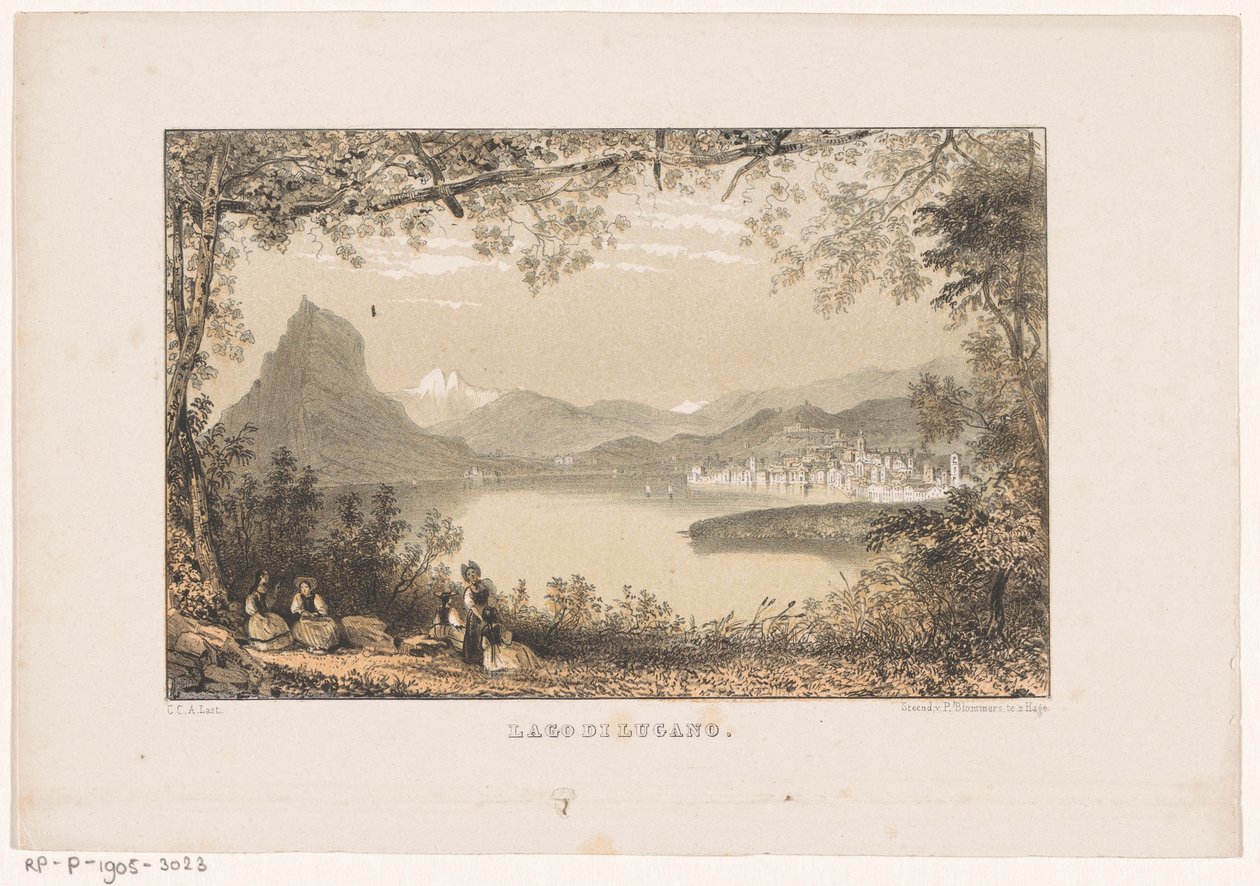 Kilátás a Luganói-tóra Lago di Lugano (cím a tárgyon) alkotó: Carel Christiaan Antony Last