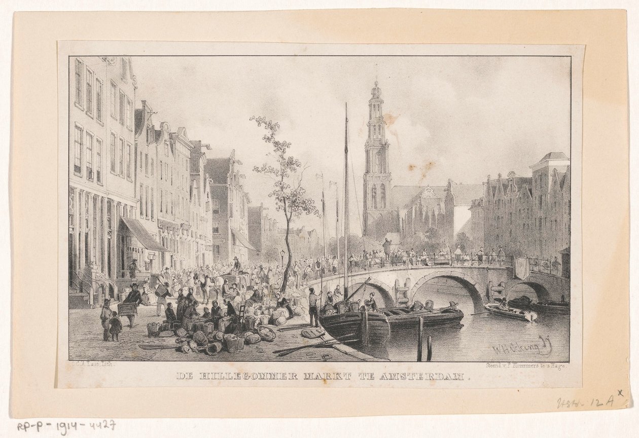 Hillegommermarkt a Reesluisban Amszterdamban A Hillergommermarkt Amszterdamban (cím a tárgyon) alkotó: Carel Christiaan Antony Last