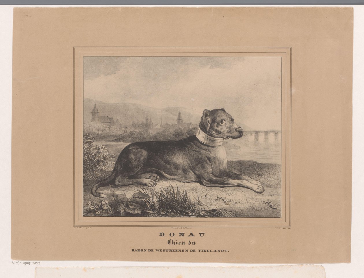 Kutya Duna Duna. Chien du Baron de Westreenen de Tiellandt (cím a tárgyon) alkotó: Carel Christiaan Antony Last