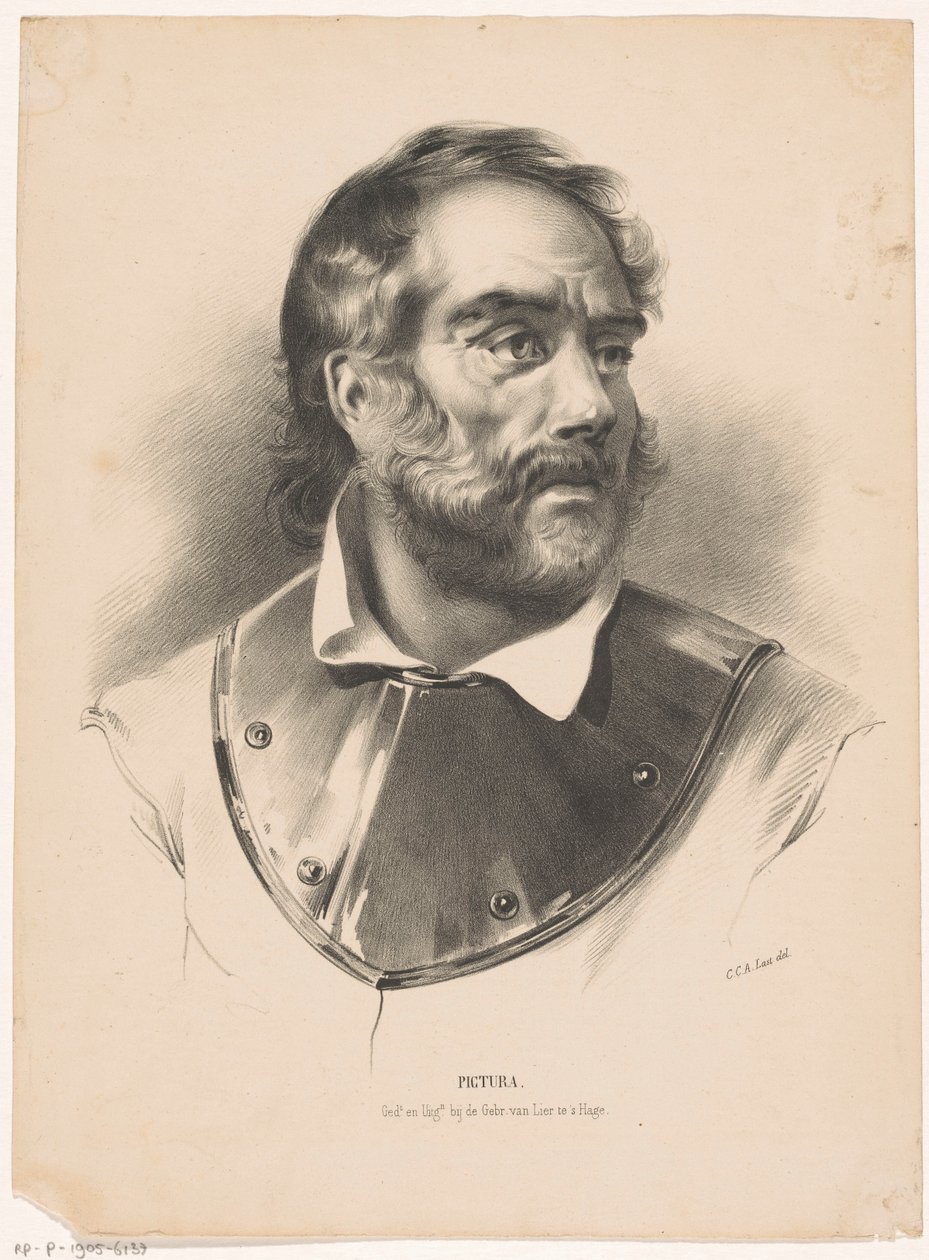 Férfi vasgyűrűs gallérral Pictura (sorozat címe az objektumon) alkotó: Carel Christiaan Antony Last
