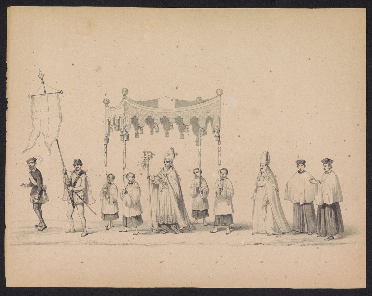 Az utrechti hallgatók maskarádéja, 1846 (10. tábla) A jelmezes körmenet ábrázolása, amely II. Fülöp spanyol herceg utrechti körmenetét ábrázolja, 1549. október 3-án, 1846. június 17-én tartotta H.H. Az Utrechtsche diákjai alkotó: Carel Christiaan Antony Last