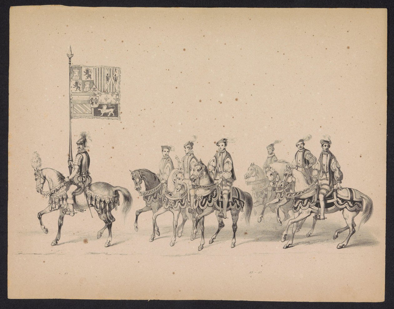 Maskerade van de Utrechtse studenten, 1846 (plaat 15) Afbeelding van den gecostumeerden optogt, voorstellende den in togt van Philips II, Prins van Spanje, in Utrecht, den 3en October 1549, gehouden den 17en Junij 1846, door H.H. Studenten der Utrechtsche  alkotó: Carel Christiaan Antony Last