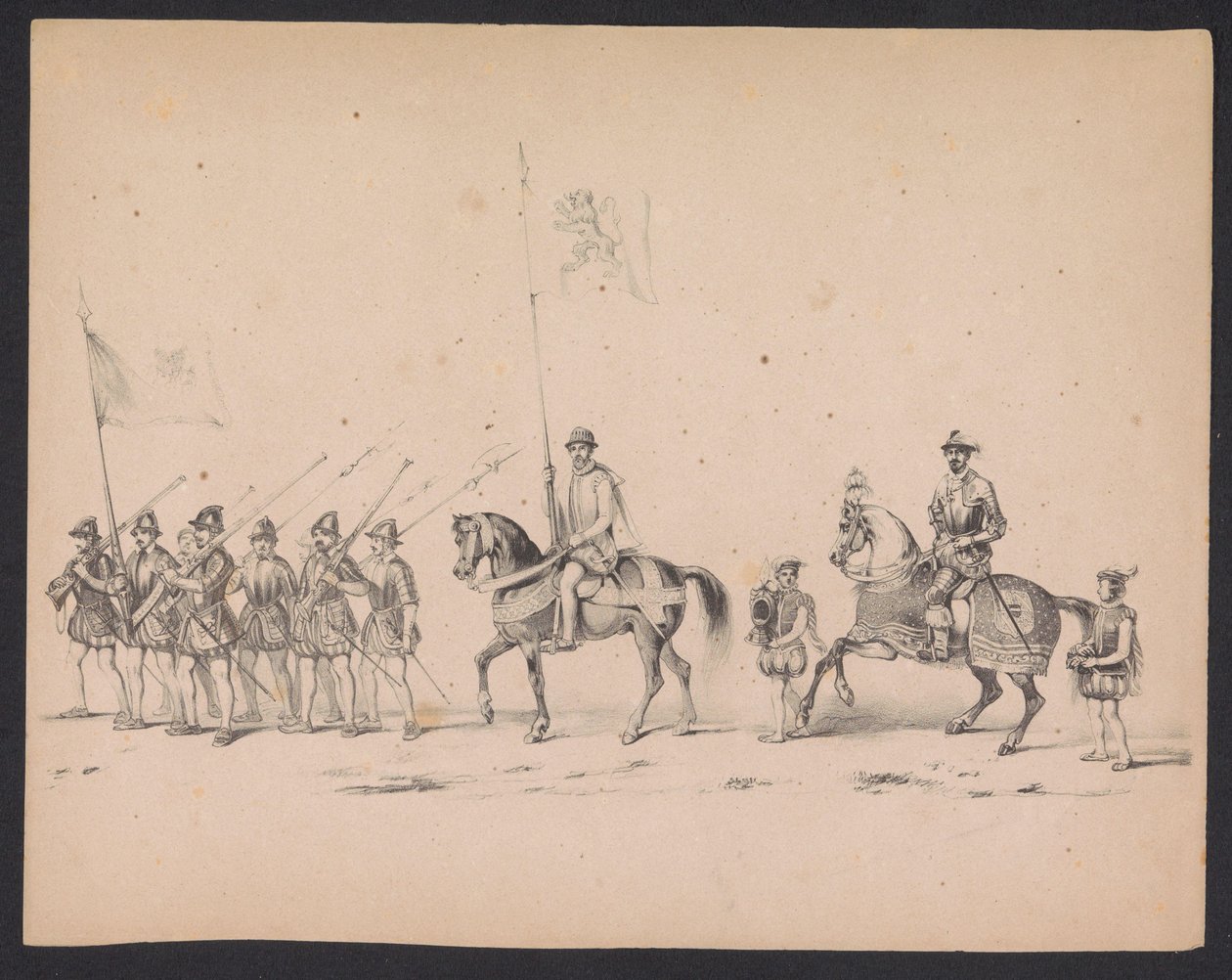 Az utrechti hallgatók maskarádéja, 1846 (2. tábla) A jelmezes körmenet ábrázolása, amely II. Fülöp spanyol herceg utrechti körmenetét ábrázolja, 1549. október 3-án, 1846. június 17-én tartotta H.H. Az Utrechtsche diákjai alkotó: Carel Christiaan Antony Last