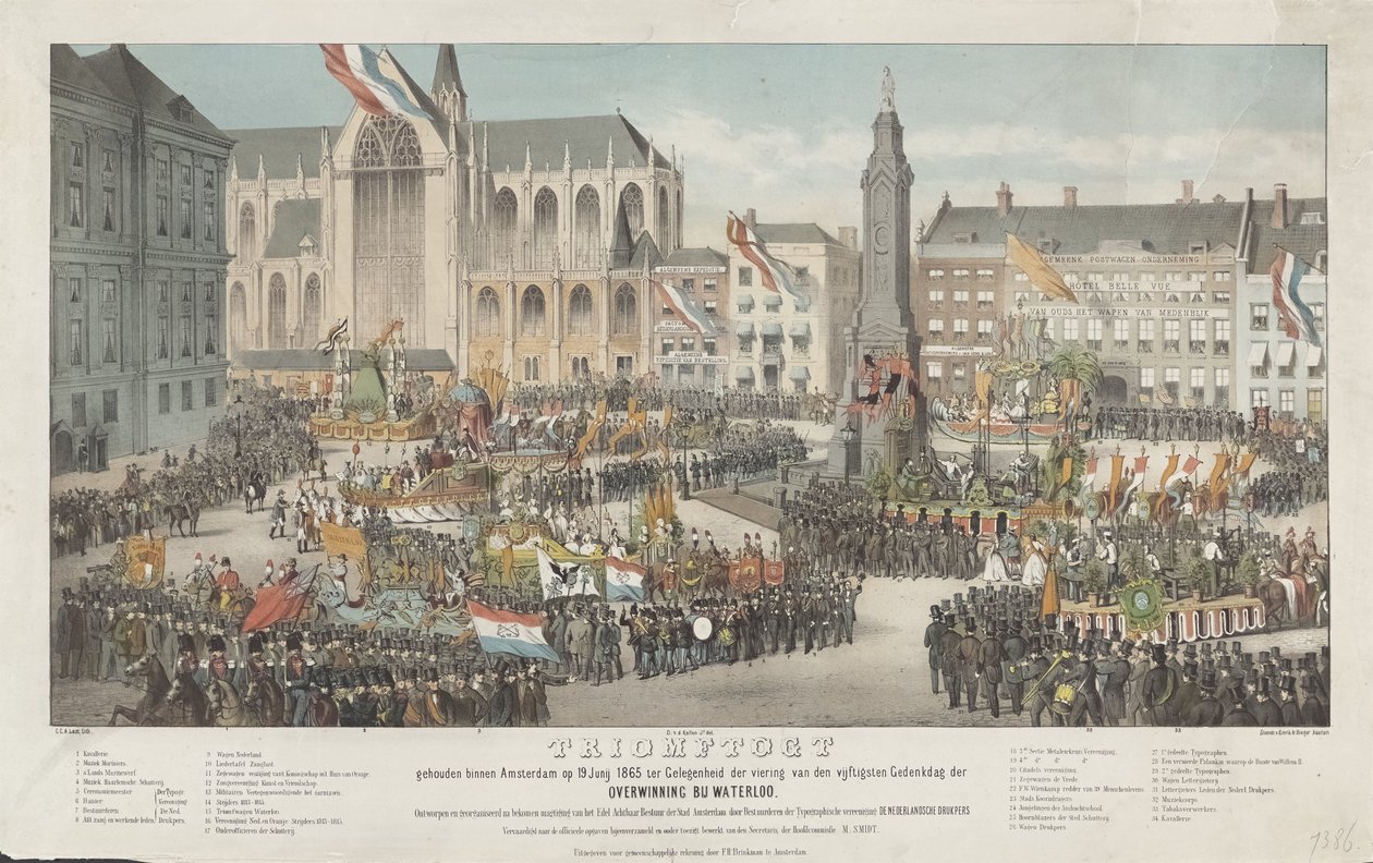 Diadal Amszterdamban 1865. június 19-én, a Waterloo melletti győzelem ötvenedik évfordulója alkalmából (cím a tárgyon) alkotó: Carel Christiaan Antony Last