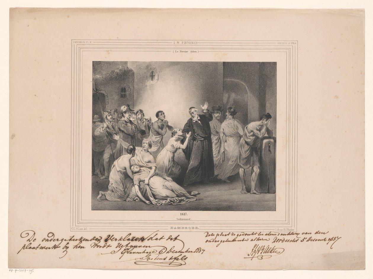 Hambroeck lelkész önfeláldozása Formosán, 1662 Hambroek (cím a tárgyon) alkotó: Carel Christiaan Antony Last