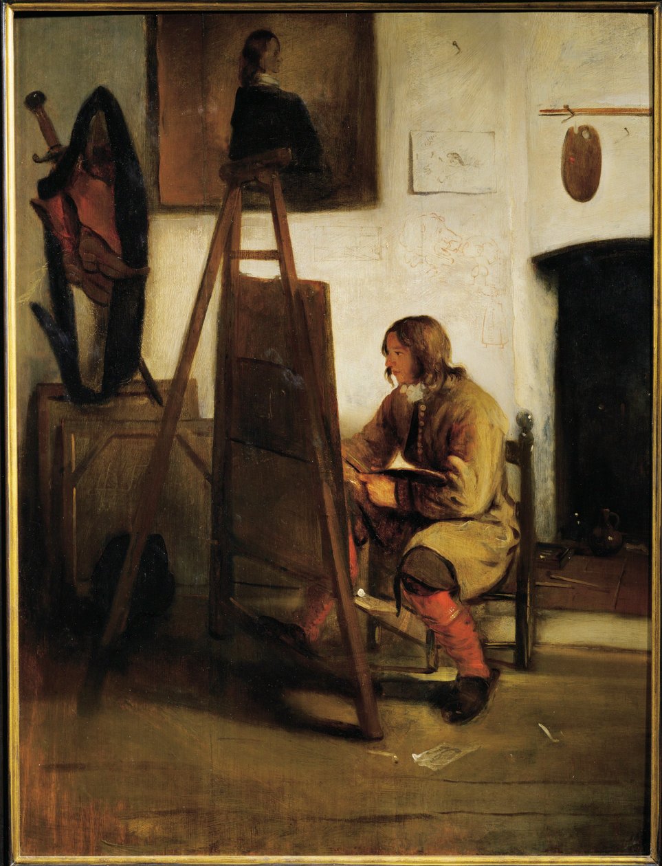 Fiatal festő a műtermében (festmény vászonra) alkotó: Carel Fabritius