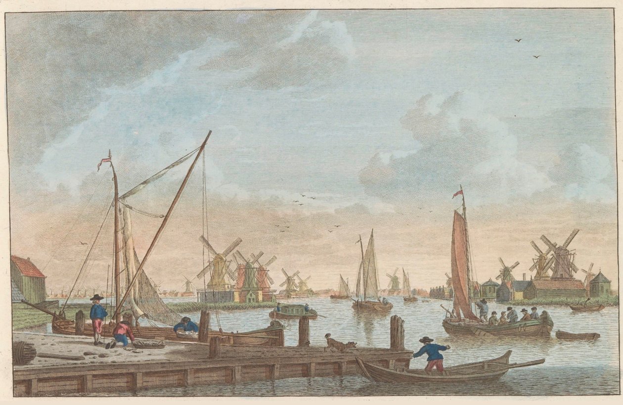 A Zaan Wormerveerben, 1790 körül Wormerveer van de Poelsluis / Wormerveer aupres du Saan (cím a tárgyon) alkotó: Carel Frederik Bendorp (I)