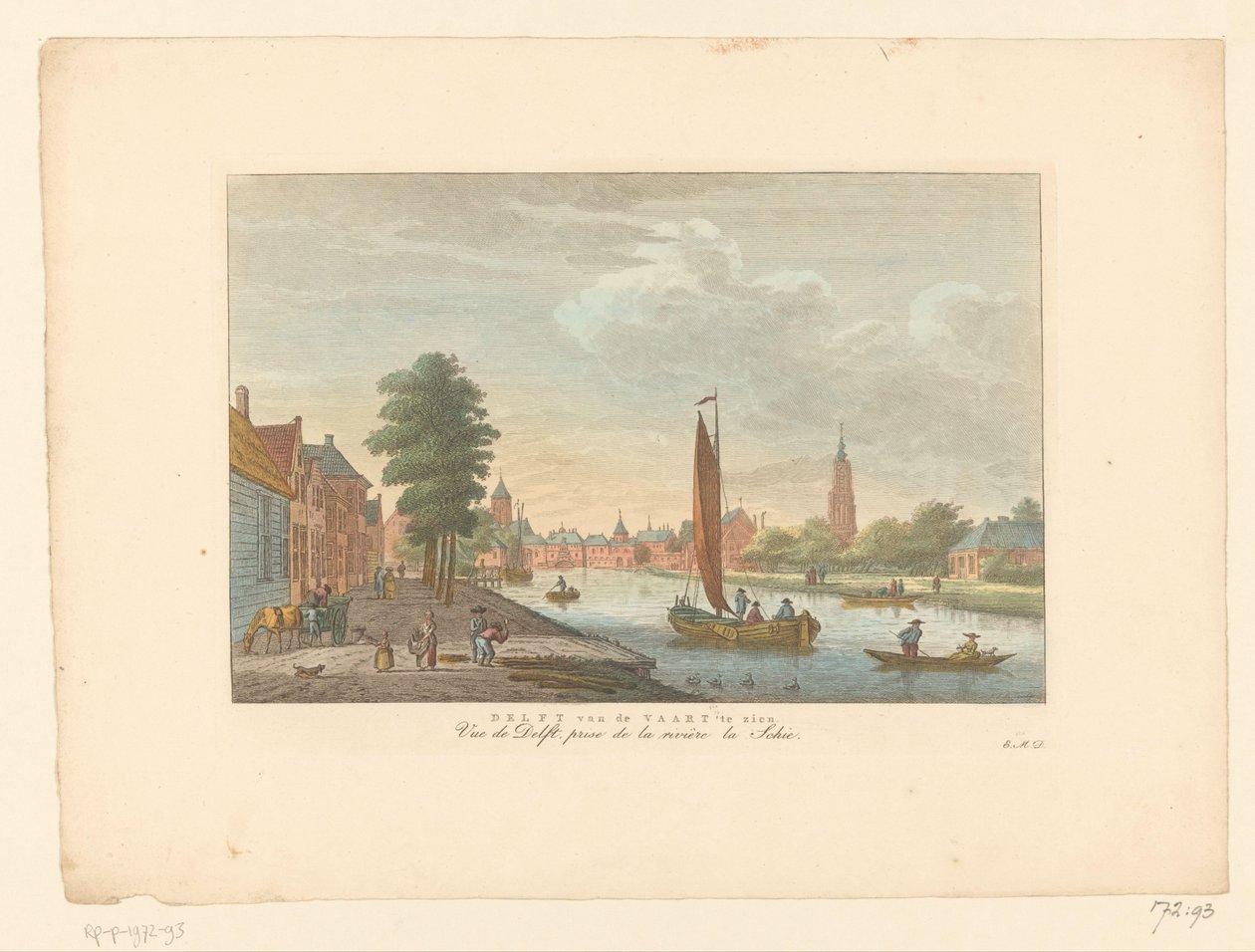 Amersfoort látképe Delft van de Vaart kiállításon / Vue de Delft, Prize de la riviere la Schie (cím a tárgyon) alkotó: Carel Frederik Bendorp (I)