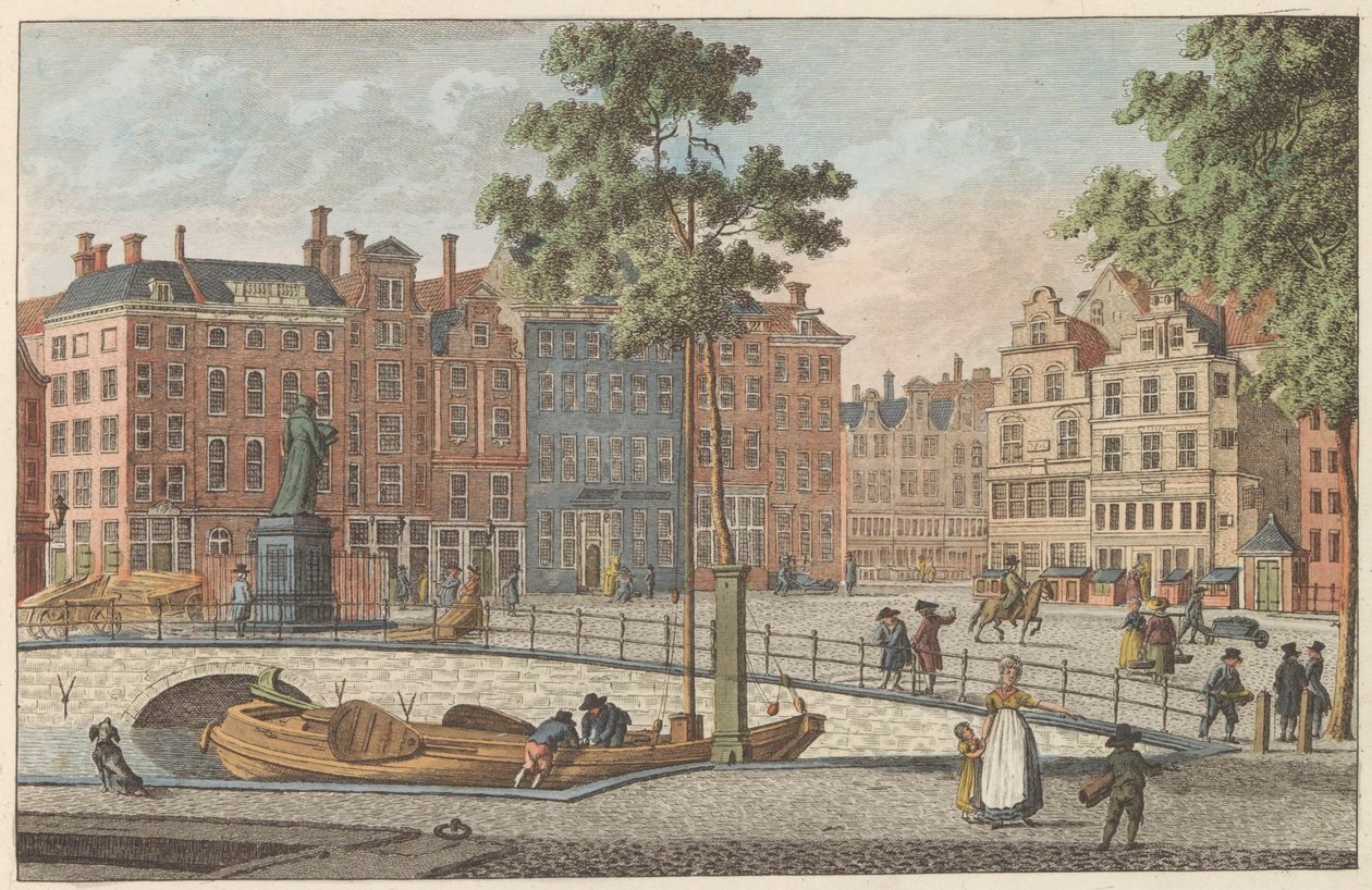 Grote Markt Rotterdamban, 1790 körül Groote Markt, Rotterdam / Grand Marché et Statue d