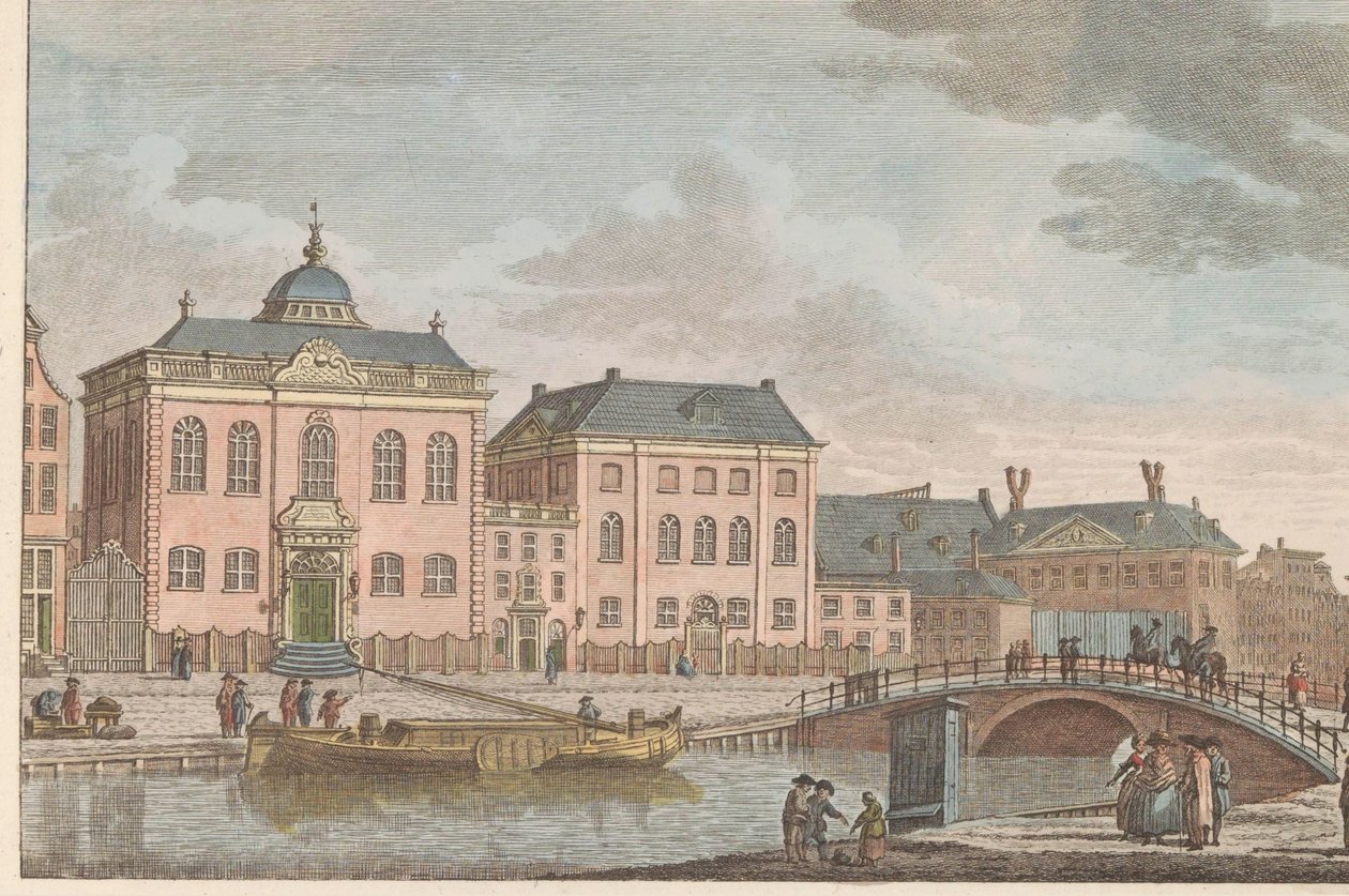 Felsőnémet zsinagóga Amszterdamban, 1790 körül Felsőnémet zsidó templom Amszterdamban / Sijnagogue Allemandé à Amsterdam (cím a tárgyon) alkotó: Carel Frederik Bendorp (I)