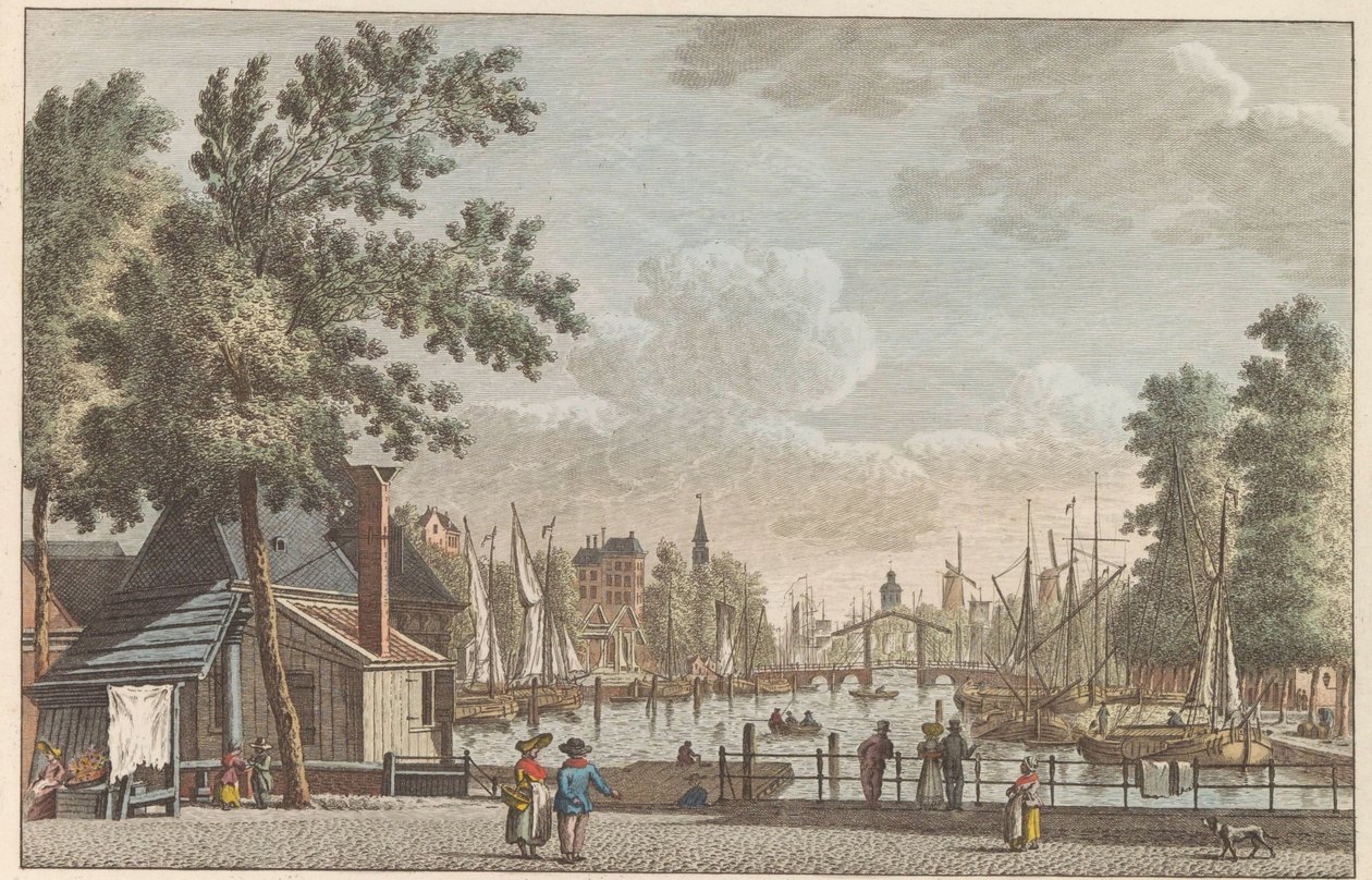Leuvehaven Rotterdamban, 1790 körül Leuvehaven in Rotterdam / Le Canal dit Leuvenhaven a Rotterdam (cím az objektumon) alkotó: Carel Frederik Bendorp (I)
