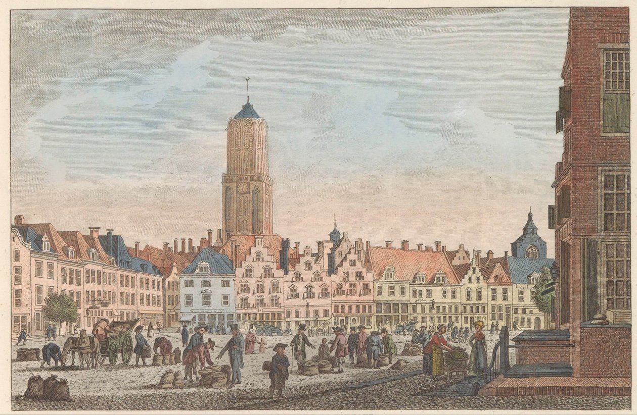 Neude Utrechtben, 1790 körül De Neude in Utrecht / Marché dite Neude à Utrecht (cím a tárgyon) alkotó: Carel Frederik Bendorp (I)