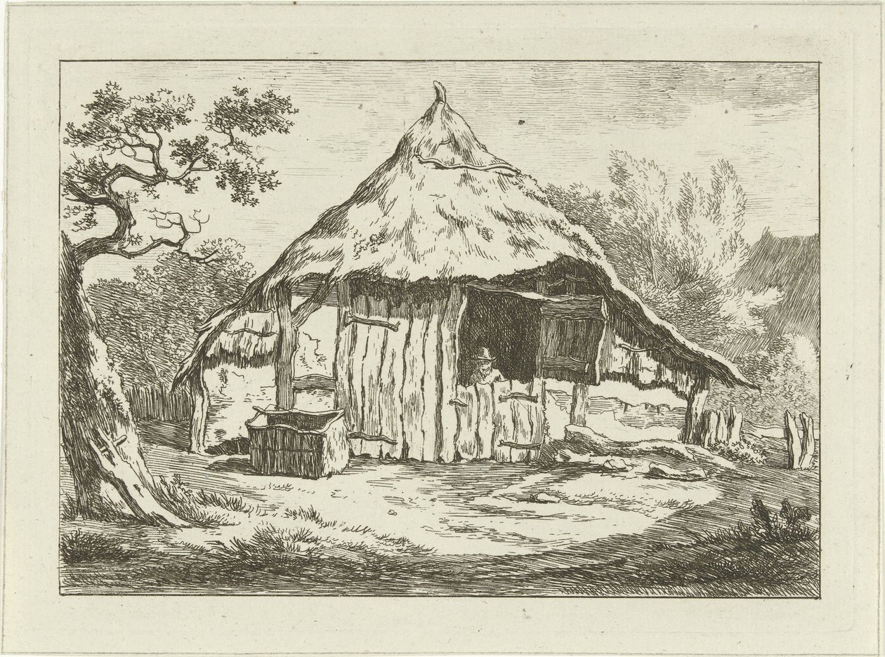 Parasztház nyitott felső ajtóval Tájképek (1-6) (sorozat címe) alkotó: Carel Lodewijk Hansen
