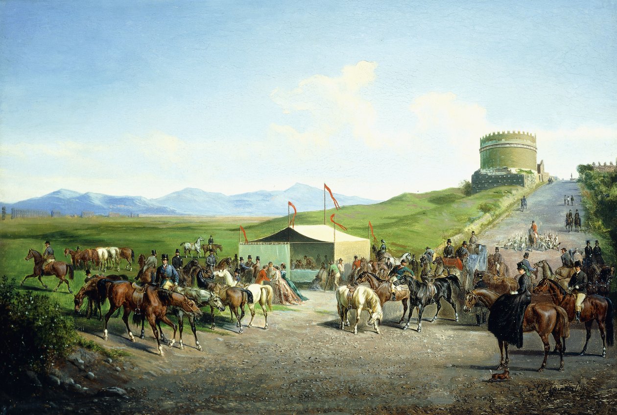 A római vadászat Santa Cecilia sírja közelében, a Via Appia Antiqua alkotó: Carel Max Gerlach Anton Quaedvlieg