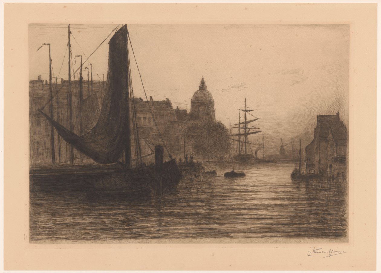 Dordrecht kikötője éjjel Port a Dordrecht, soir (eredeti cím) alkotó: Carel Nicolaas Storm van 