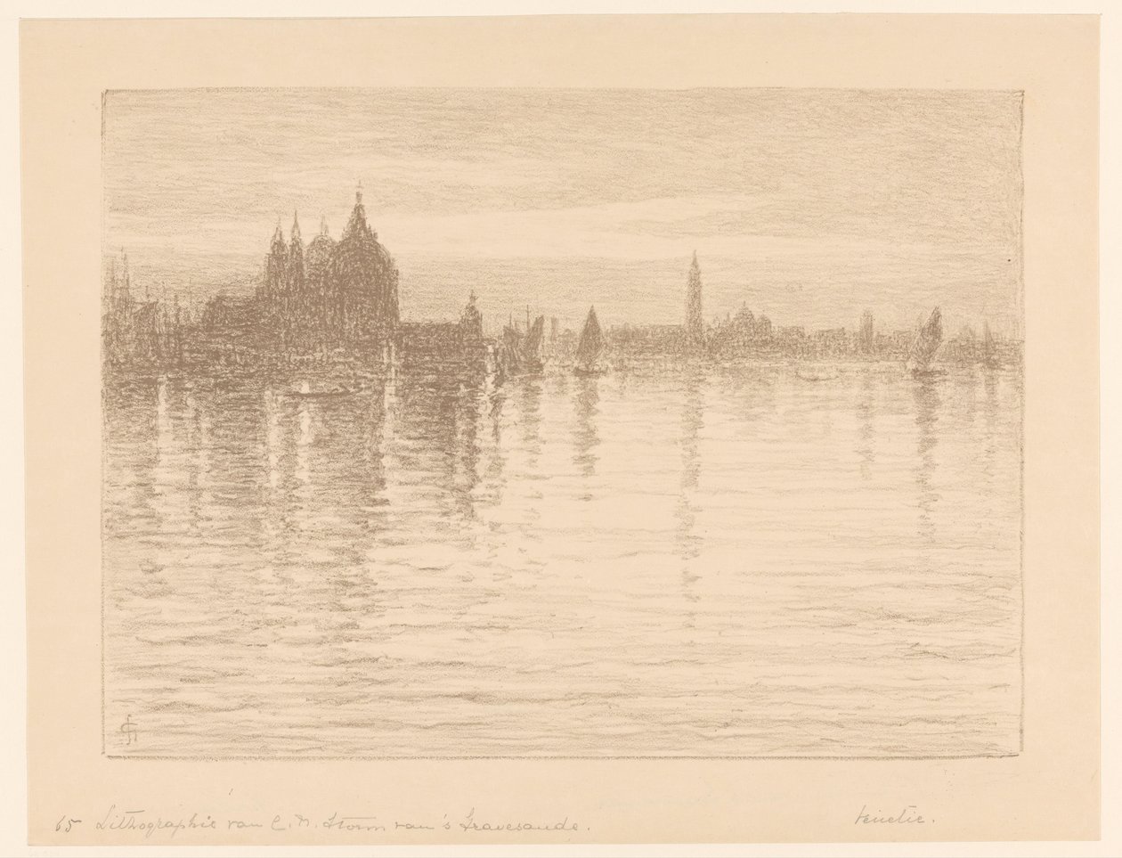 Kilátás a Santa Maria della Salute-bazilikára a vízről alkotó: Carel Nicolaas Storm van 