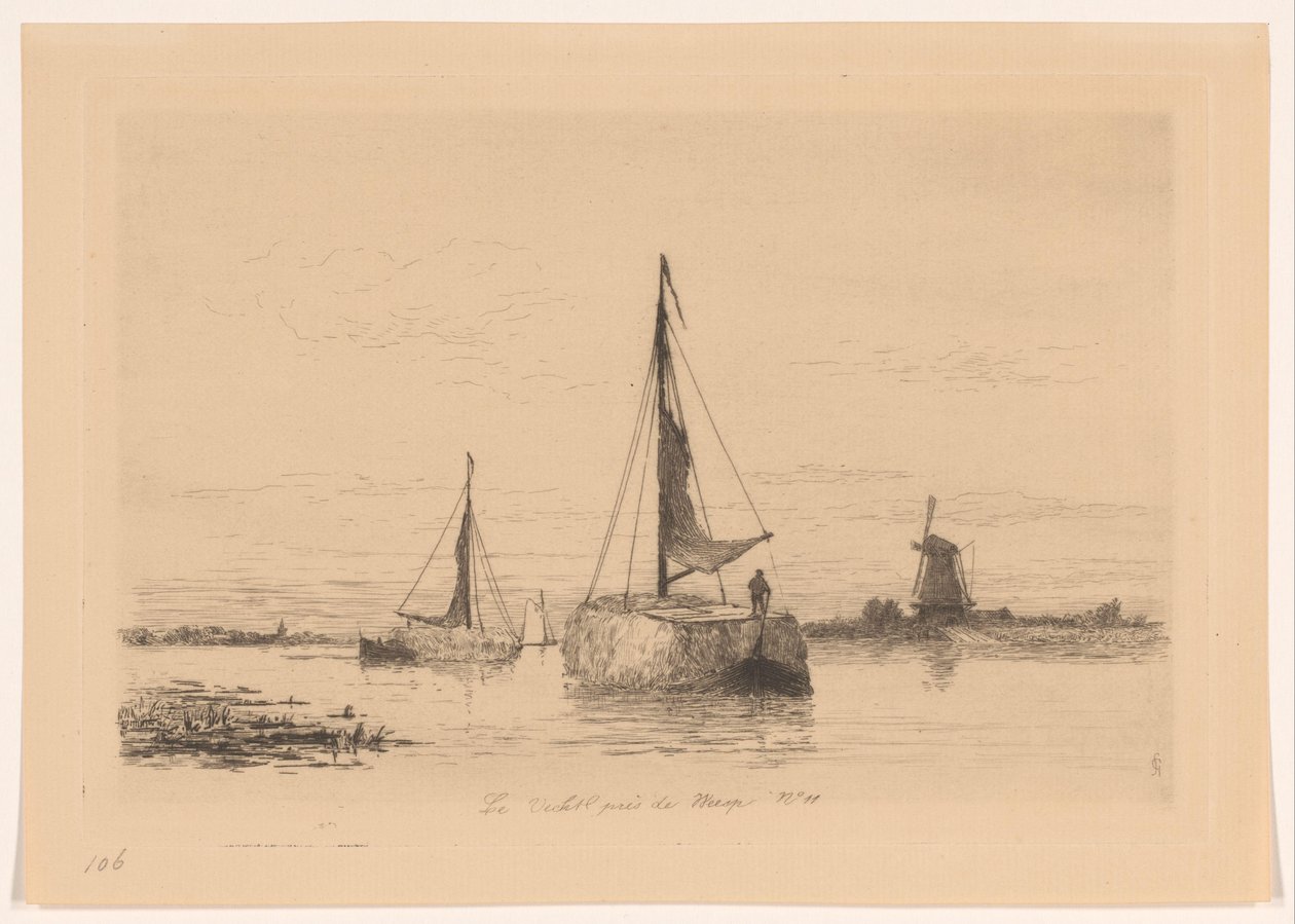 Le Vecht près de Weesp (eredeti cím a tárgyon) La Hollande (eredeti sorozatcím) alkotó: Carel Nicolaas Storm van 