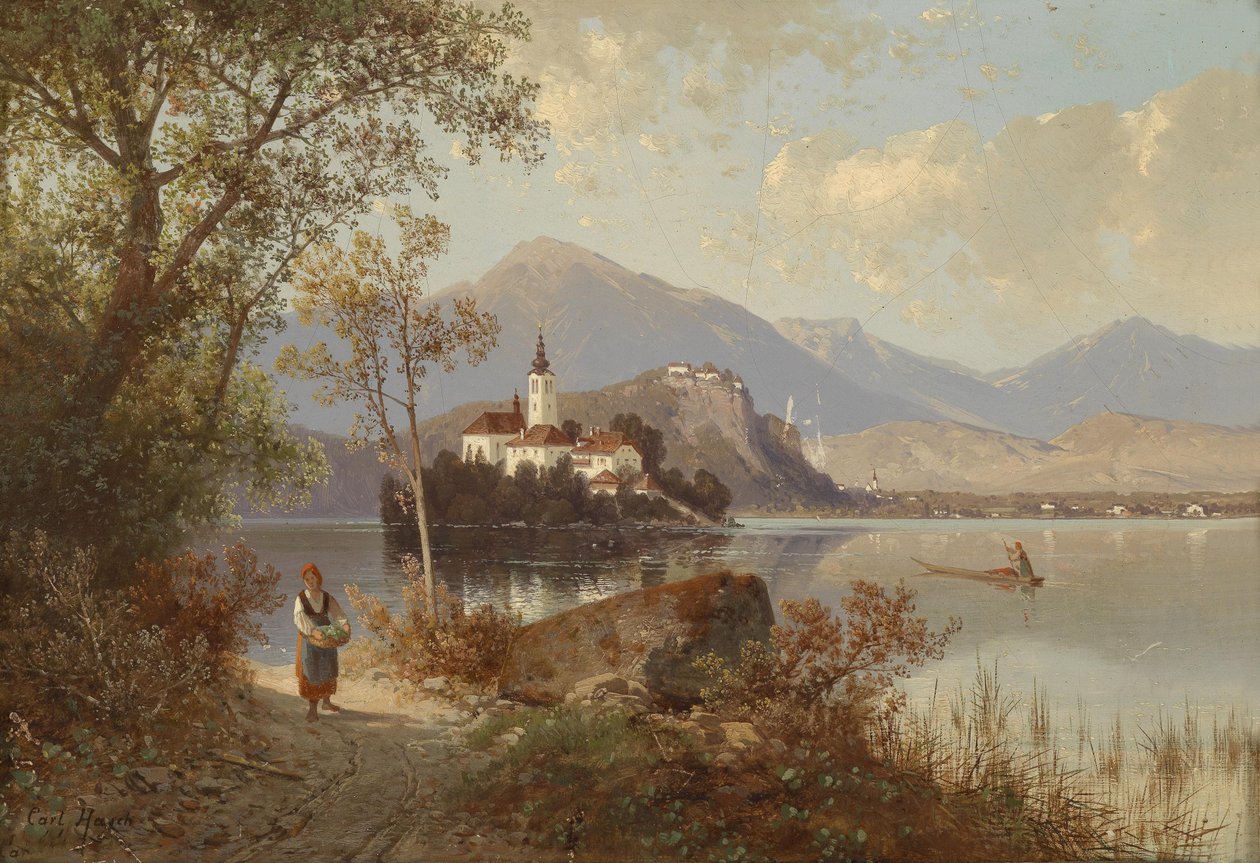 Kilátás a Bledi -tóra alkotó: Carl Hasch