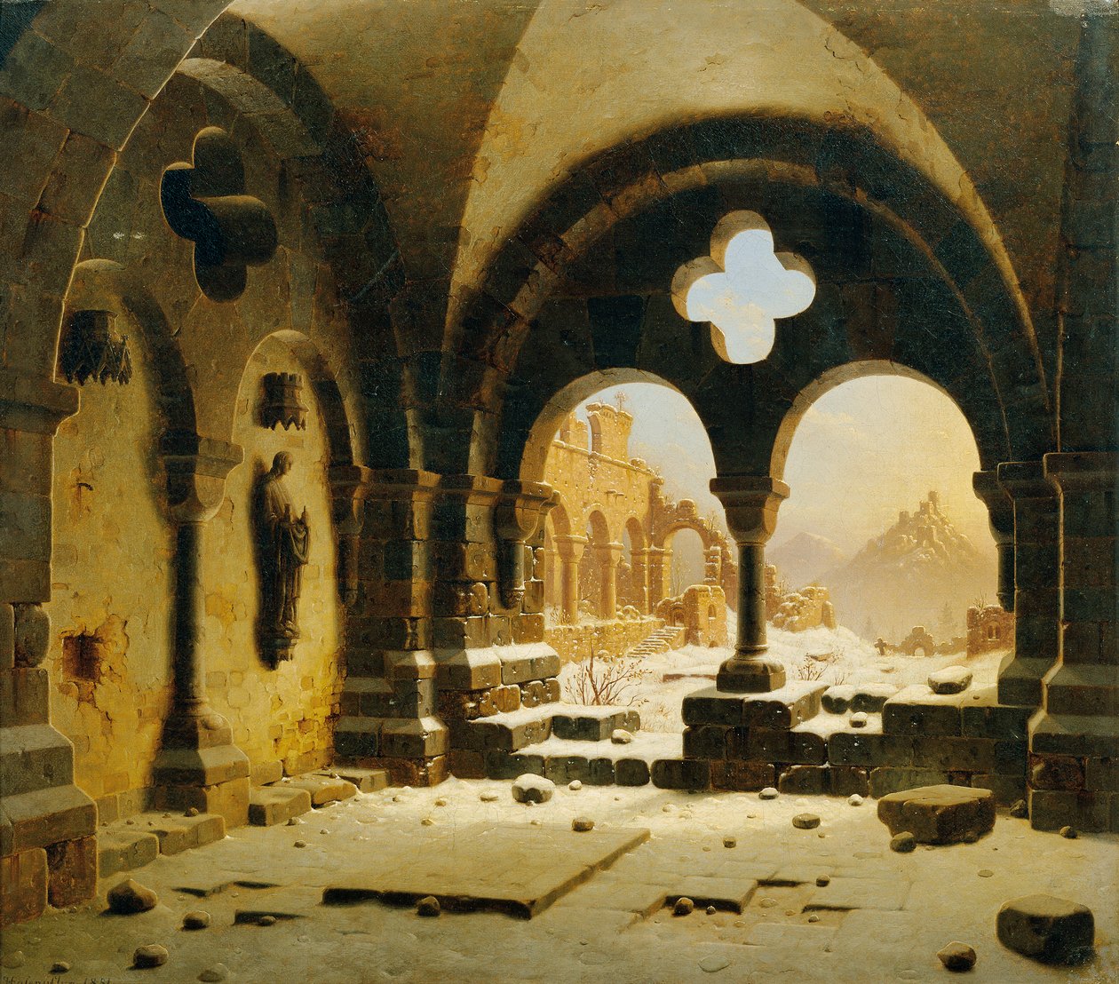 Klosterruine im Winter alkotó: Carl Georg Adolph Hasenpflug