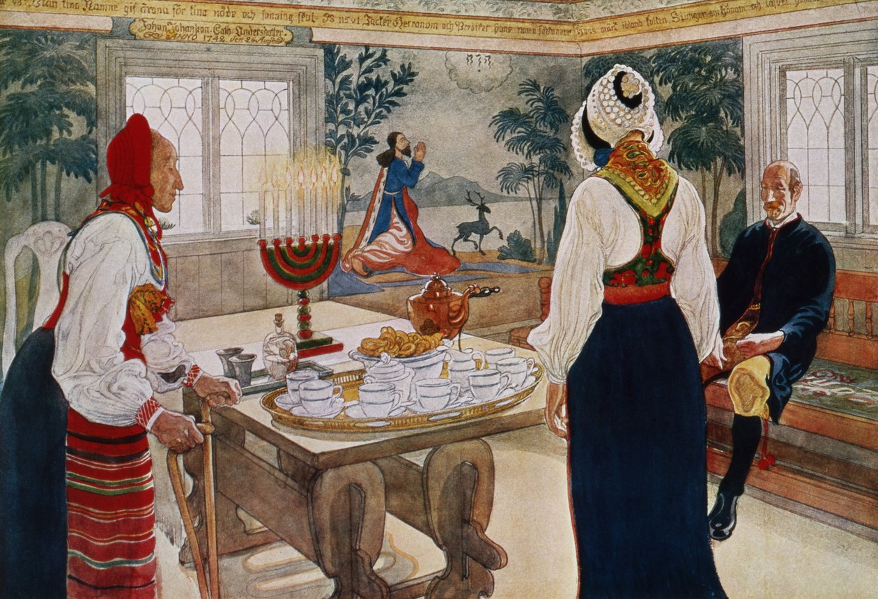 Egy bányászház, kereskedelmi forgalomban nyomtatott portfólióból, 1939-ben jelent meg alkotó: Carl Larsson