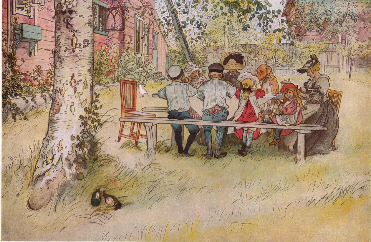 Reggeli a nagy nyírfa alatt alkotó: Carl Larsson