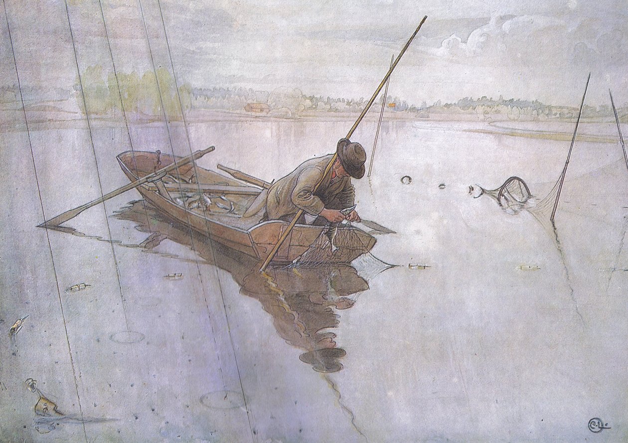 Johan egy szép csukát fogott alkotó: Carl Larsson