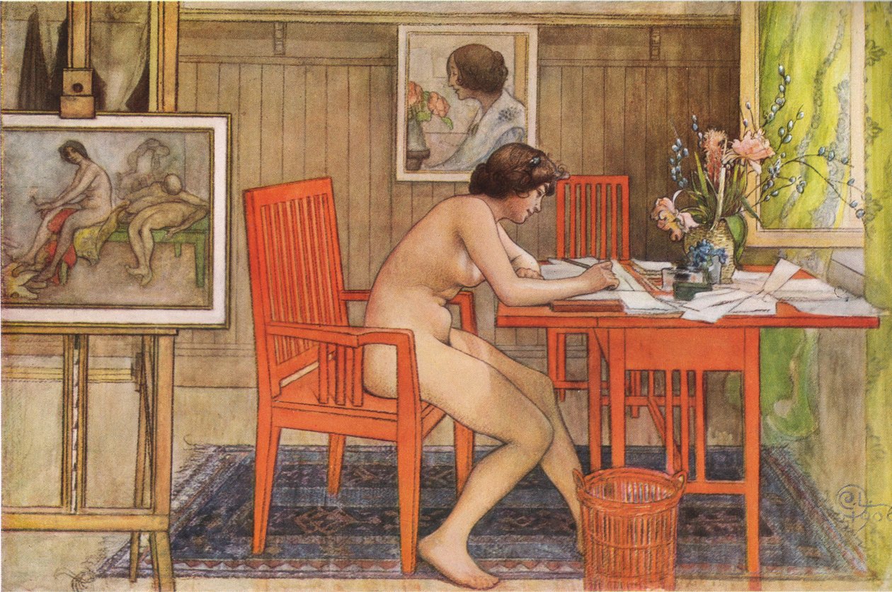 Képeslapok írásának modellje alkotó: Carl Larsson