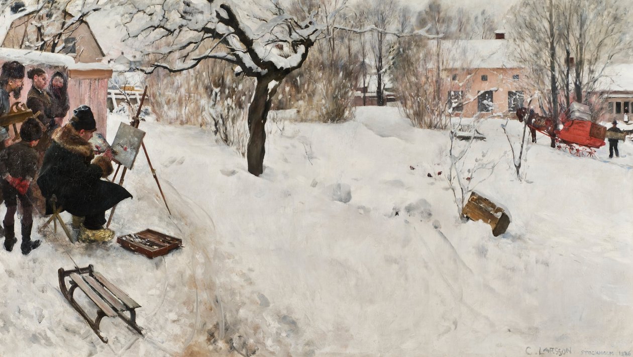 Szabadtéri festő. Winter-Motif az Åsögatan 145-ből, Stockholm alkotó: Carl Larsson