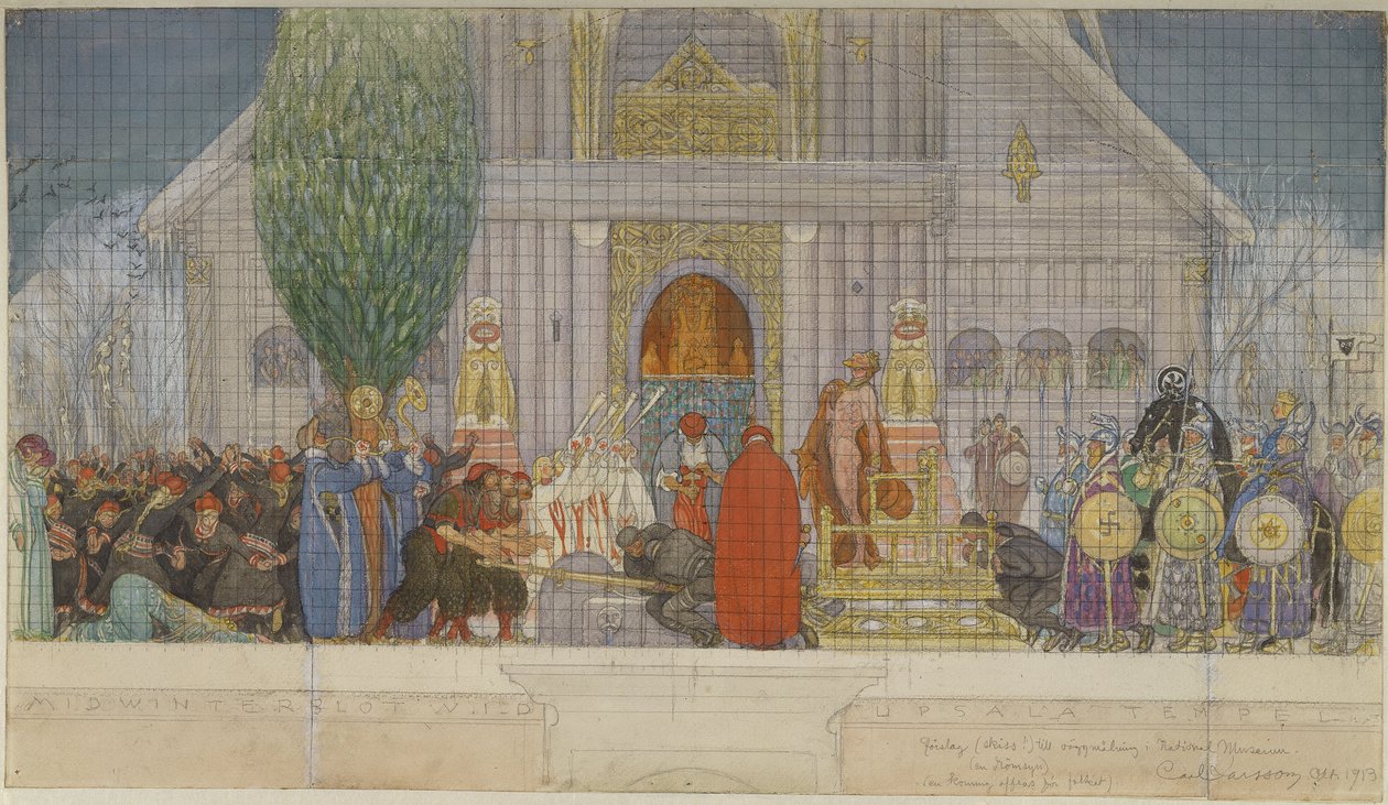 Előkészítő vázlat a télközépi áldozathoz alkotó: Carl Larsson