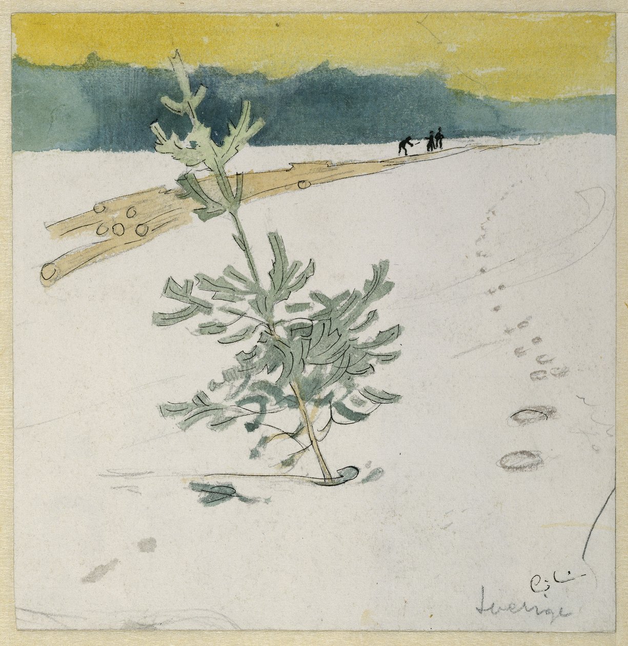 Téli táj (toll és tinta, wc-vel, papírra) alkotó: Carl Larsson