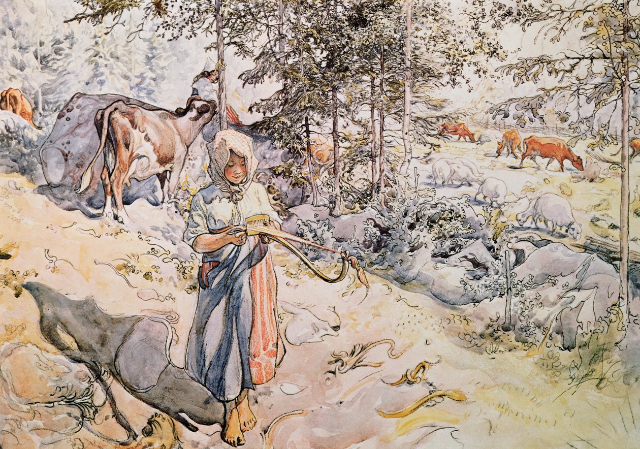 Fiatal lány szövő, 1905 alkotó: Carl Larsson