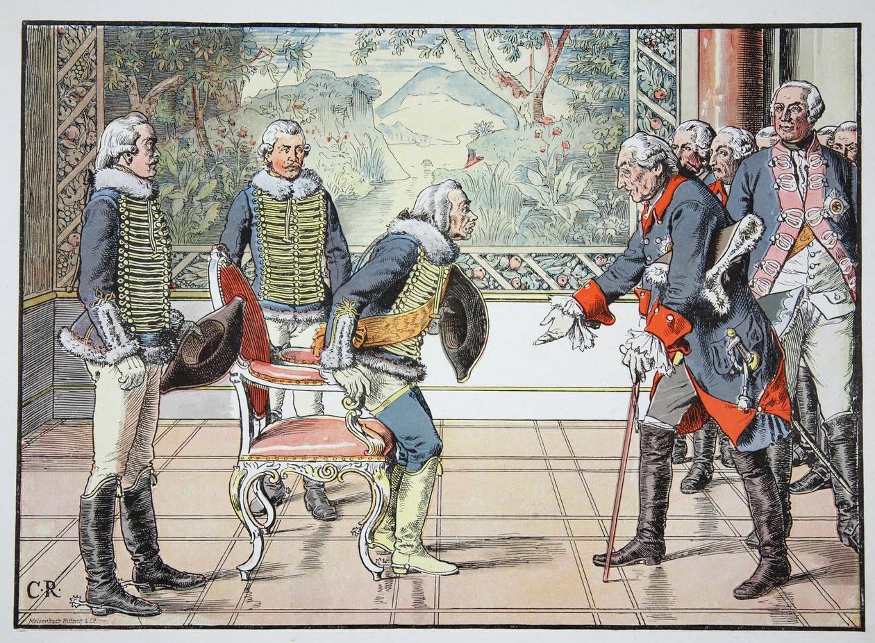 Nagy Frigyes és a 85 éves Zieten, 1784 alkotó: Carl Röchling