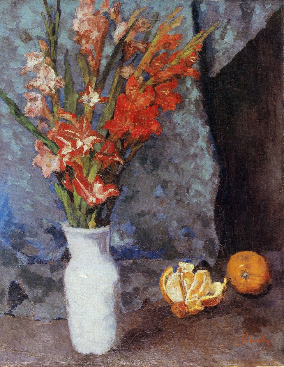Gladioli és narancs alkotó: Carl Schuch
