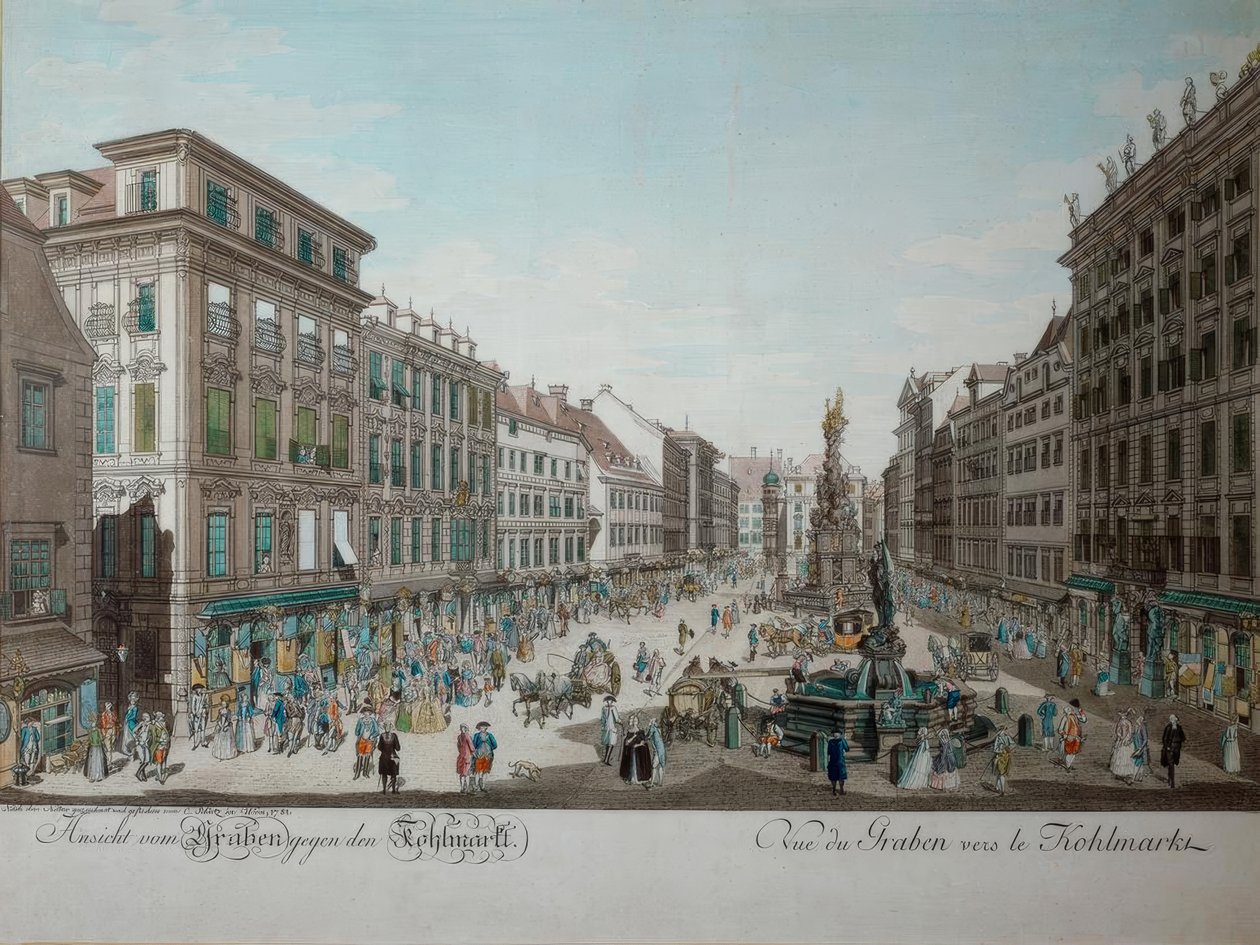 Kilátás a Graben felől a Kohlmarkt felé alkotó: Carl Schütz