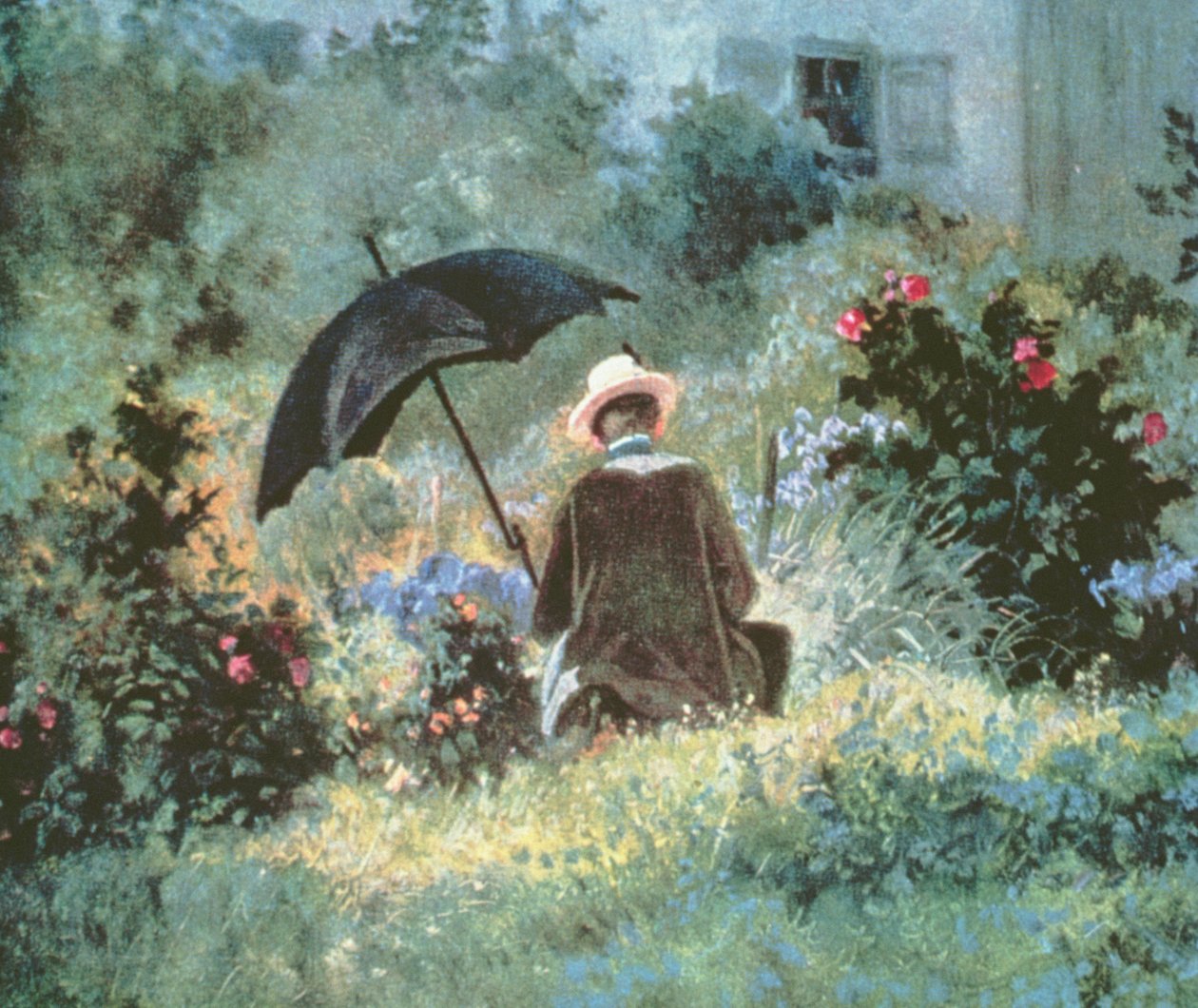 Részlet egy úriemberről, aki a kertben olvas alkotó: Carl Spitzweg