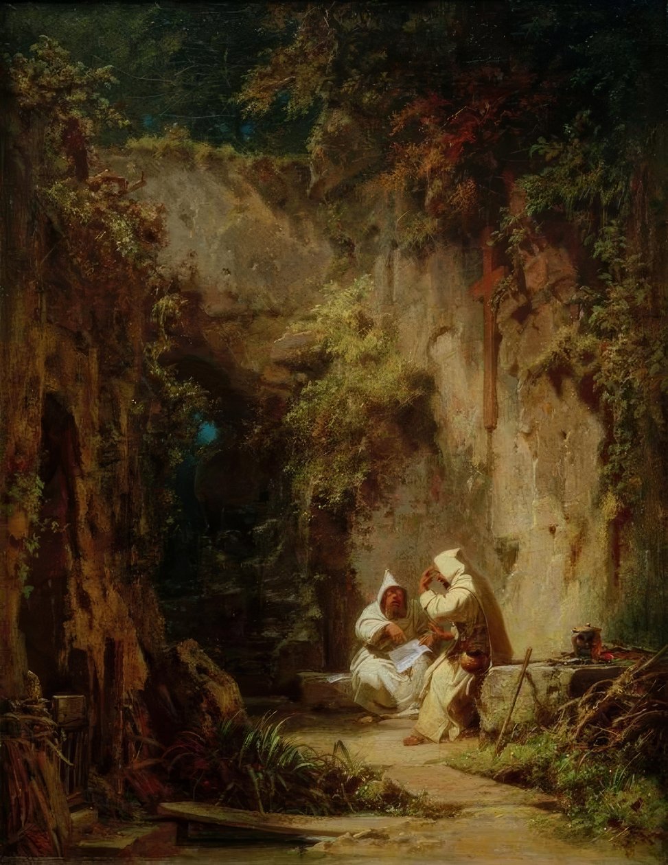 Vitatkozó szerzetesek alkotó: Carl Spitzweg