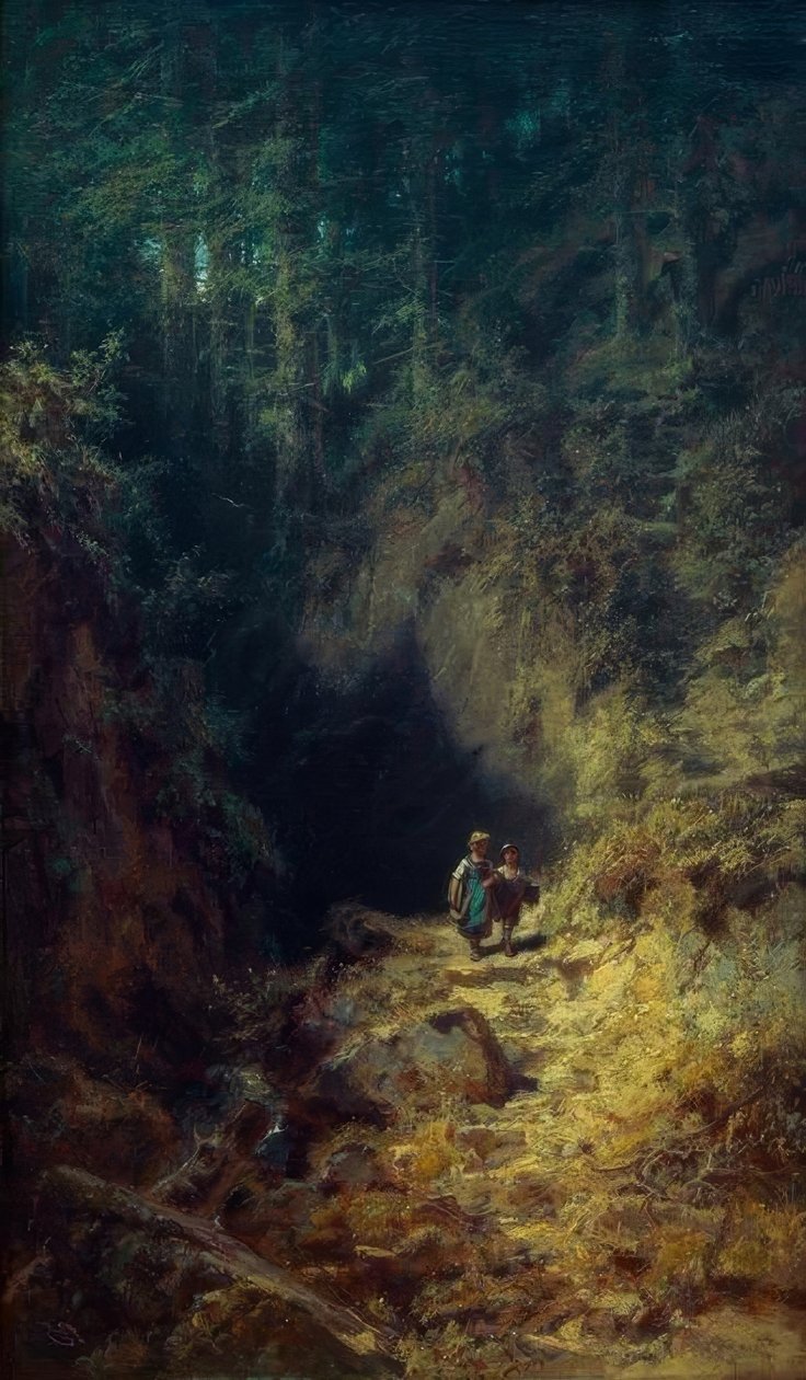 Iskolás gyerekek az erdőben alkotó: Carl Spitzweg
