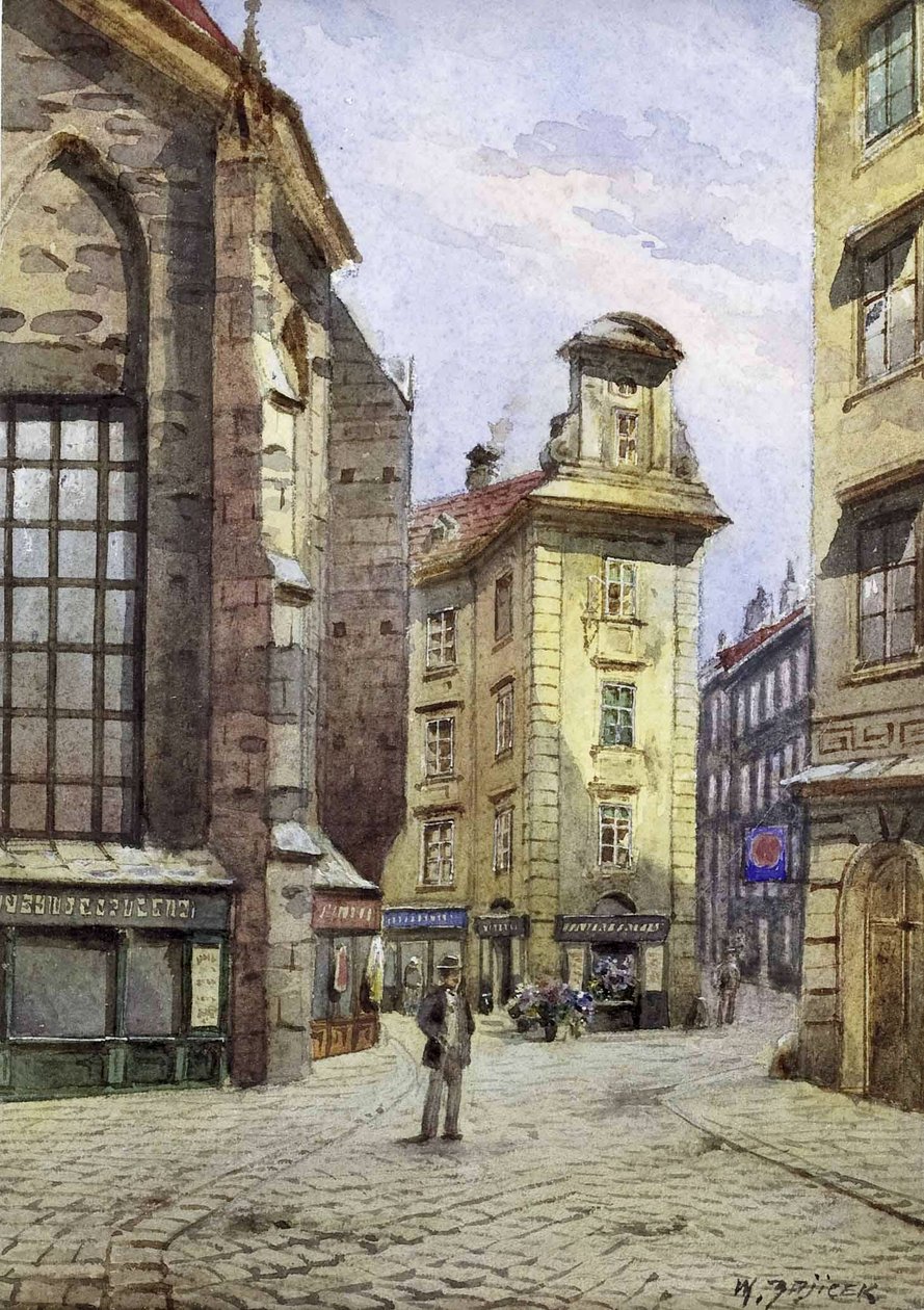Kilátás a bécsi Kurrentgasse -ra alkotó: Carl Wenzel Zajicek