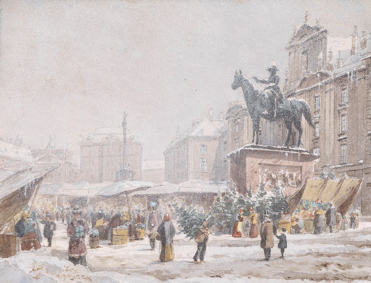 Christkindlmarkt Am Hof alkotó: Carl Wenzel Zajicek