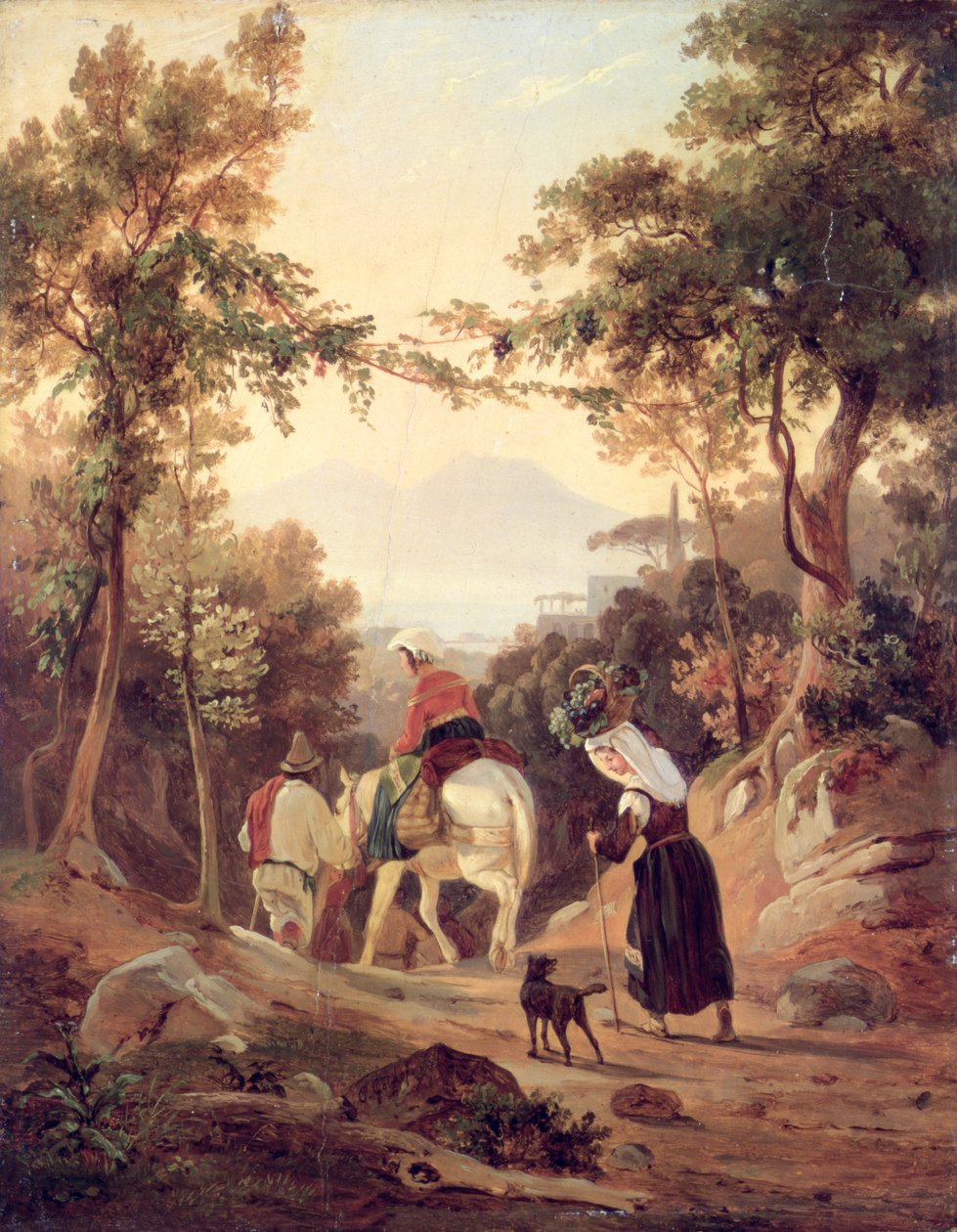 Olasz táj parasztokkal, 1845 körül (olaj, fa) alkotó: Carl Wilhelm Goetzloff